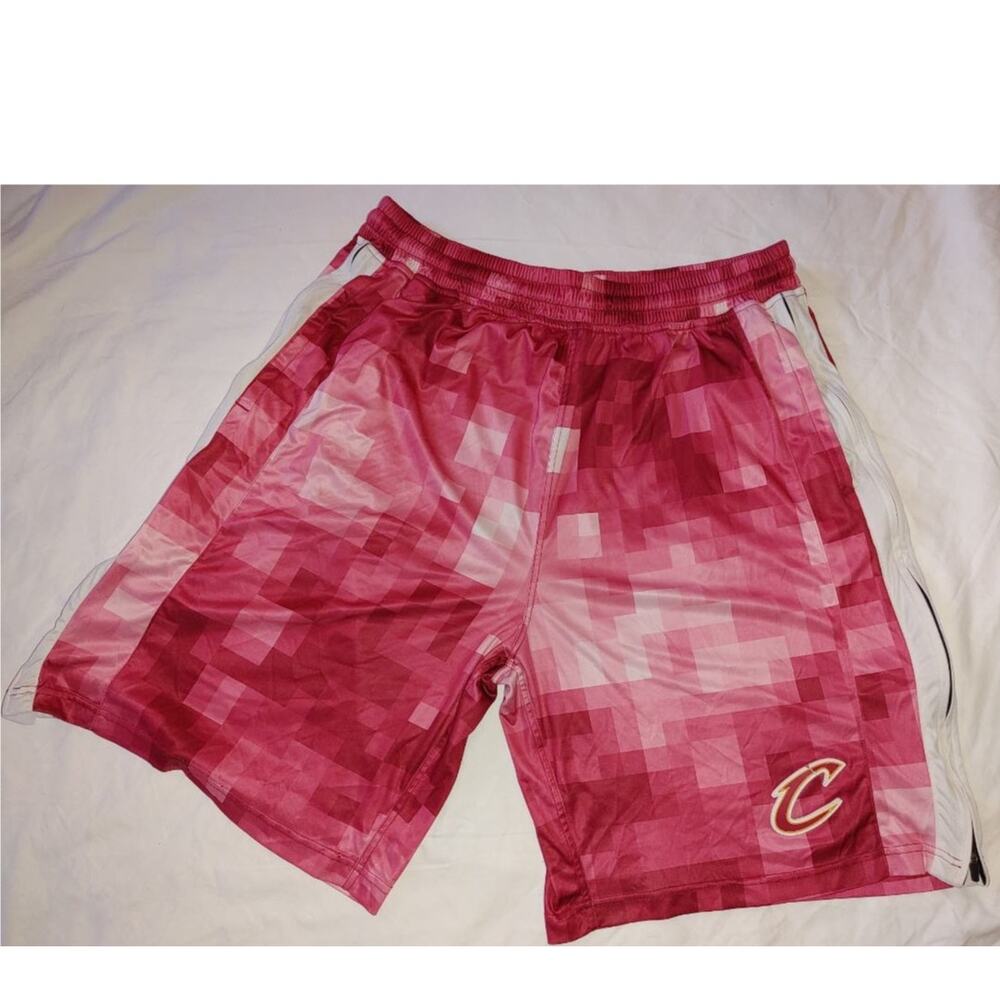 NBA Cleveland Cavs Cavaliers ZIPWAY Pixel Mesh Shorts Size Men's 2XL Red Pink